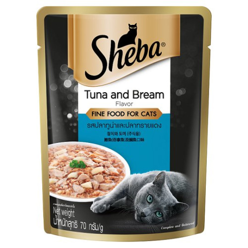 (只有12包)(新舊包裝隨機) SHEBA POUCH SAA006 Tuna & Bream 70g 鮮饌包 袋裝貓濕糧 吞拿魚及鯛魚 70g (10208262)